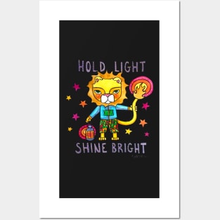 Hold Light, Shine Bright - Lion Animals of Inspiration illustration Posters and Art